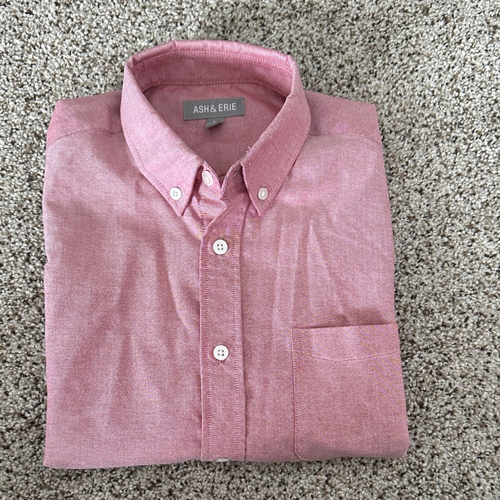 Ash & Erie Men's Casual Pink Button Down Shirt
